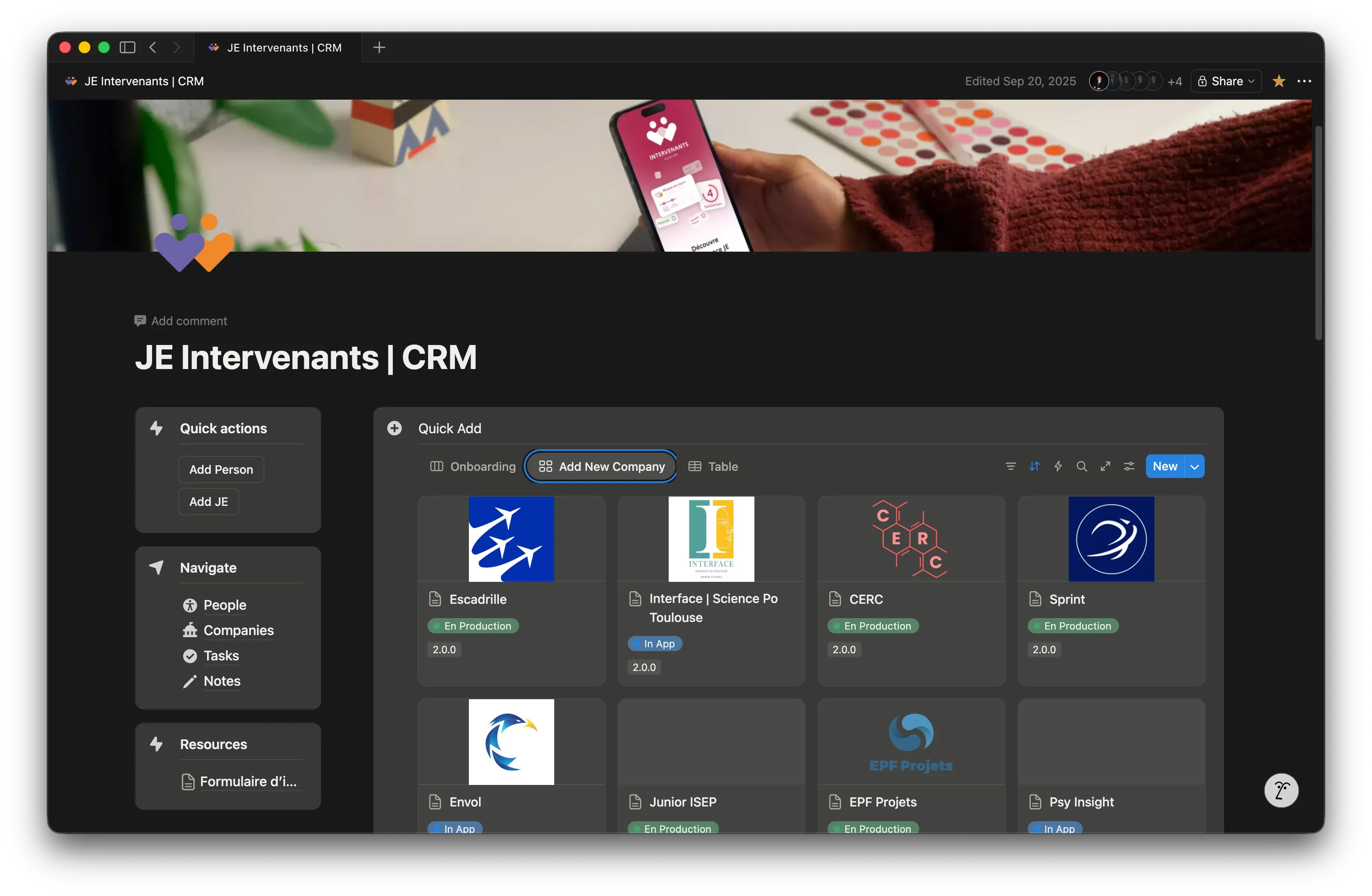 Illustration du CRM Notion