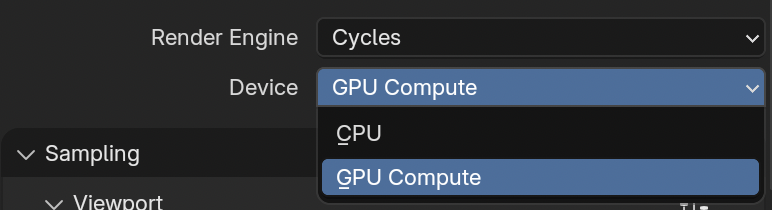 GPU compute setting in Cycles